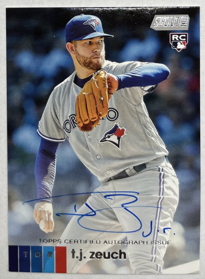 T J Zeuch Rookie Autographed Card: 2020 Topps T J Zeuch Rookie Autographed Card