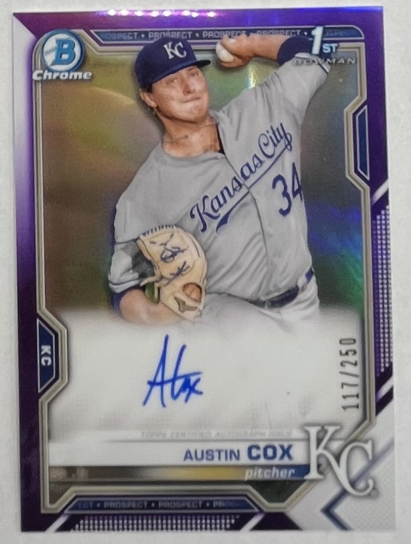 Austin Cox Numbered Autographed Card: 2021 Austin Cox Autographed Numbered Card /250