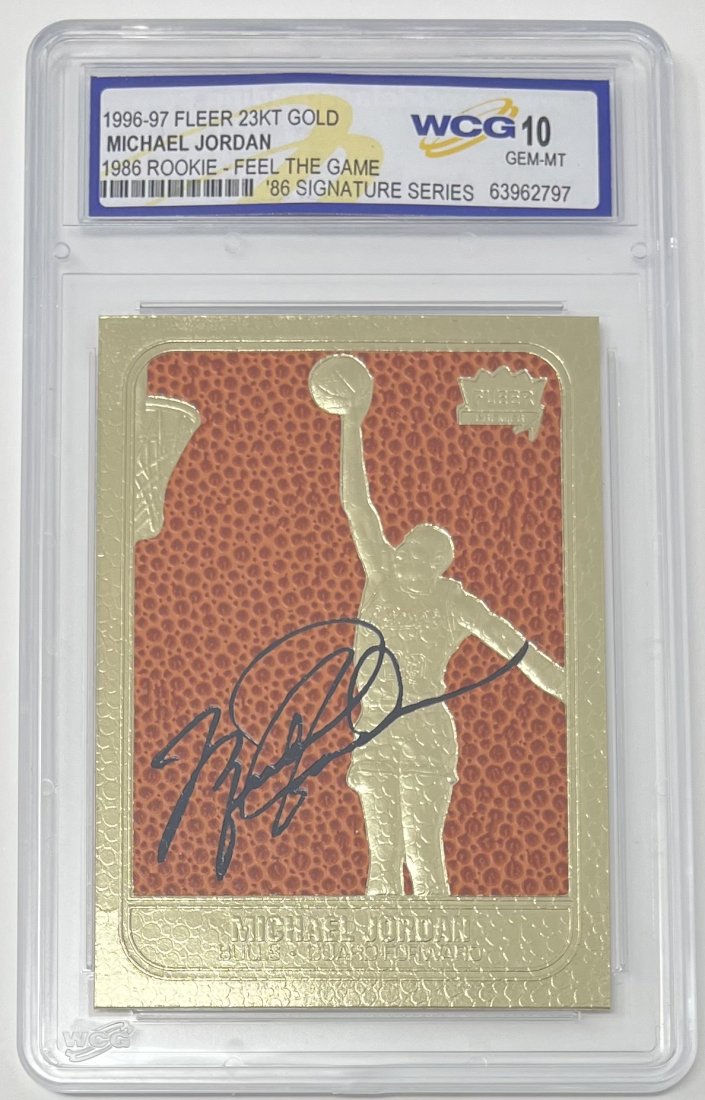 1996 Michael Jordan Feel The Game Signature Series Basketbal Card: 1996 Fleer Michael Jordan Feel The Game Signature Series Mint 10 basketball card