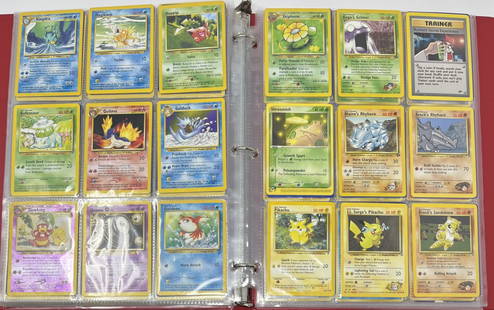 1999 Pokemon Cards Collection Binder: 1999 Pokemon Cards in Binder. Charmander, Pikachu , Meowth , Starmie, Vulpix, Trainer, Blaine Charmander, Dark Weezing, Giovannis Machop, Pidgey, Jigglypuff, Swuirtle And Many more. Over 150 Pokemon