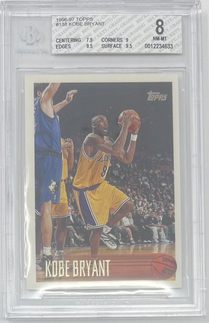 1996 Kobe Bryant Rookie Card: 1996 Topps Kobe Bryant Rookie basketball BGS Mint 8 Basketball Card