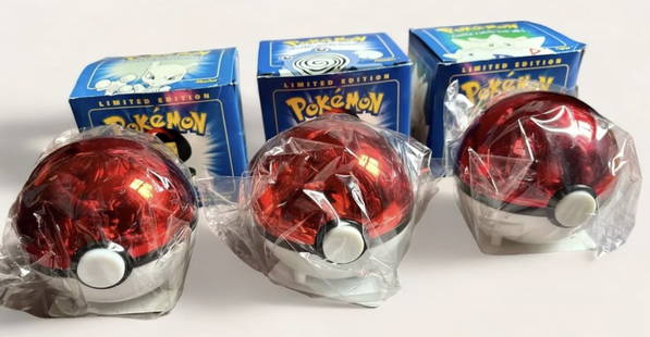 1999 Pokemon Mewtwo , Poliwhirl And Togepi Limited Edition Sealed: 1999 Burger King Pokemon 23K Gold-Plated Trading Cards Poke Ball sealed Mewtwo , Poliwhirl And Togepi Limited Edition Sealed