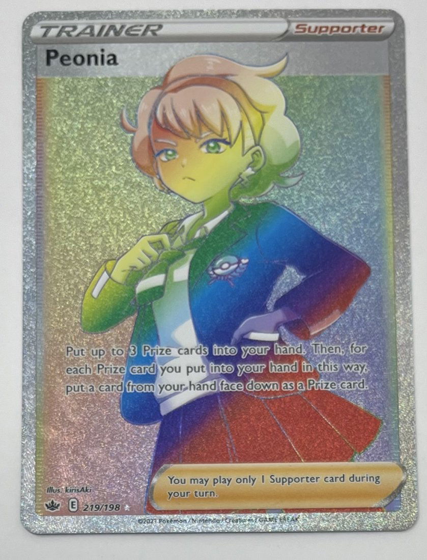 Peonia Trainer Chilling Reign Rainbow Pokemon Card (1 of 2)
