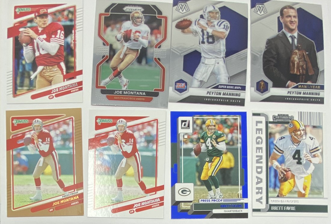 Joe Montana , Brett Favre And Peyton Manning: Joe Montana , Brett Favre And Peyton Manning. Total of 8 cards