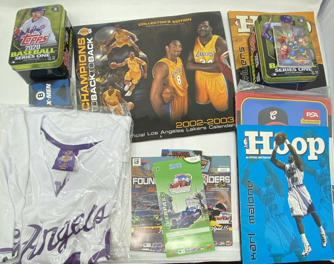 Lakers Calendar, Lakers Exclusive Jersey, Sports Magazines , Baseball Tins , X-men and Marvel Packs (1 of 2)