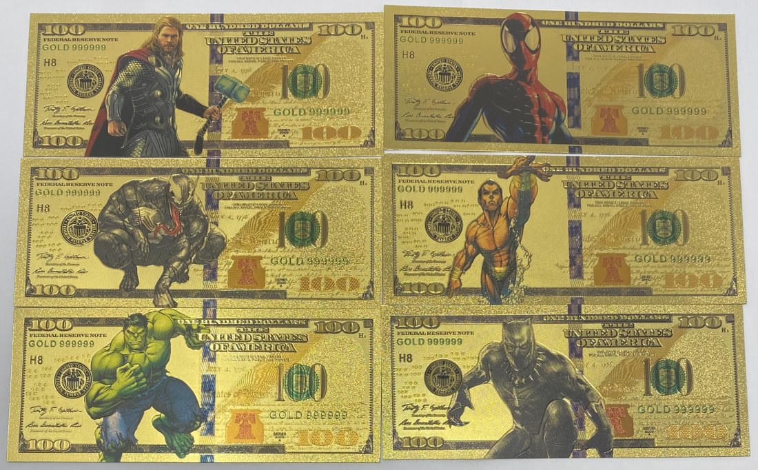 Spider Man , Aquaman , Hulk , Black Panther , Thor And Venom: Spider Man , Aquaman , Hulk , Black Panther , Thor And Venom bills