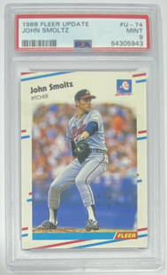 1988 Fleer John Smoltz PSA Card: 1988 Fleer John Smoltz PSA Card mint 9