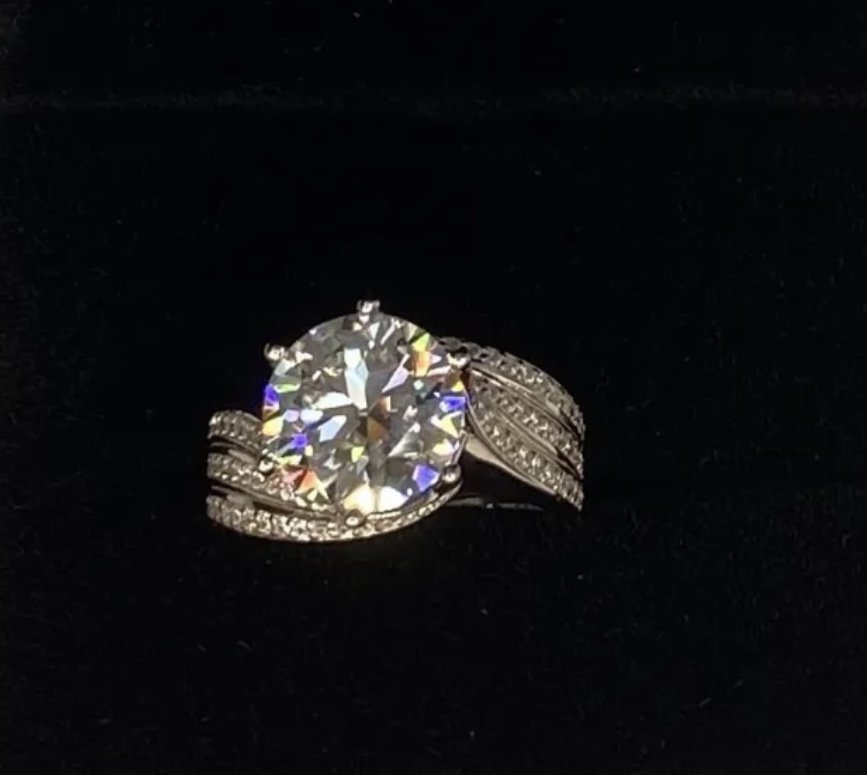 18k White Gold Plated Diamond Moissanite Engagement Ring (1 of 3)