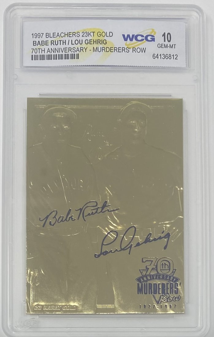 Babe Ruth And Lou Gehrig 70th Anniversary Card: 1997 Babe Ruth And Lou Gehrig 70th Anniversary Card Murdered row Baseball Card Mint 10