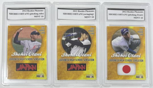 Shohei Ohtani Rookie Cards: (3) 2012 Shohei Ohtani Rookie phenoms Baseball card