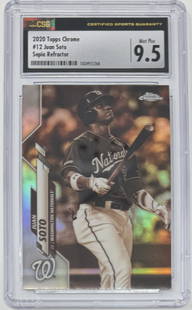 Juan Soto Sepia Refractor Card: 2020 Topps Chrome #12 Juan Soto Sepia Refractor Nationals Padres CSG 9.5