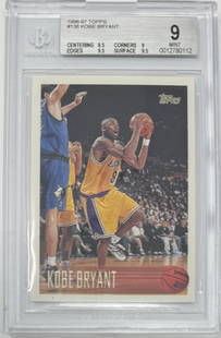 Kobe Bryant Rookie Card: 1996 topps Kobe Bryant rookie card BGS Mint 9