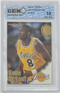 Kobe Bryant Hoops Rookie Card: 1996 -97 Fleer/Skybox hoops Kobe Bryant rookie basketball Card GEM Mint 10