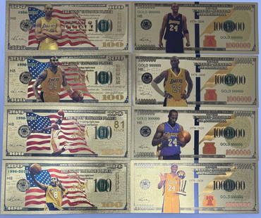 Kobe Bryant Collection: (2) Kobe Bryant bills collection two set 4 bills total of 8 bills with COA