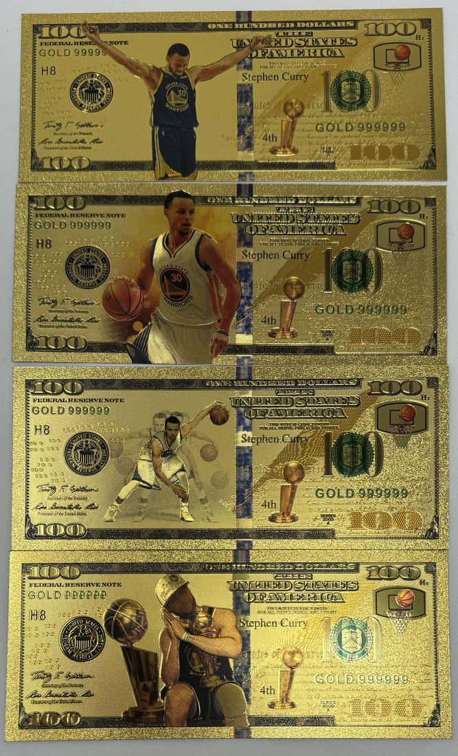 Stephen Curry Collection: Stephen Curry bills collection set 4 bills with COA