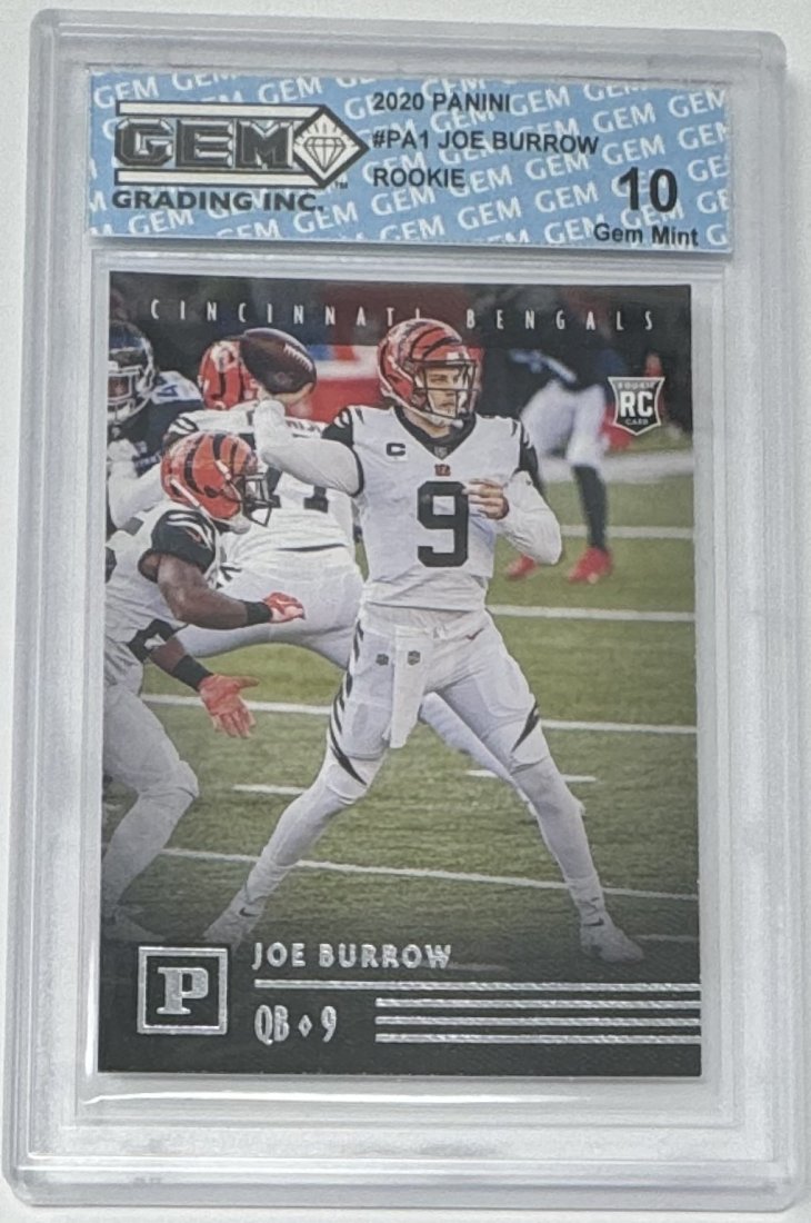 Joe Burrow Rookie: 2020 Panini Joe Burrow Rookie football Card GEM Mint 10 card