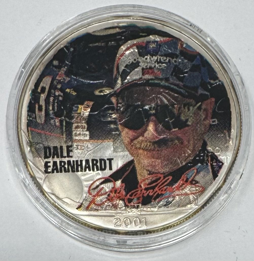 Morgan silver Eagle dollar 1 oz .999 silver Dale Earnhardt NASCAR Coin (1 of 2)