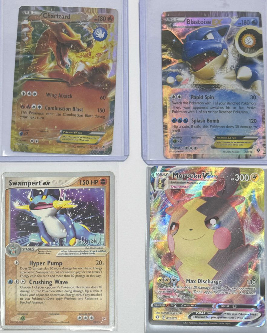 Charizwrd Holo , Blastoise Holo , Morpeko Vmax And Swamper Pokemon Cards (1 of 1)