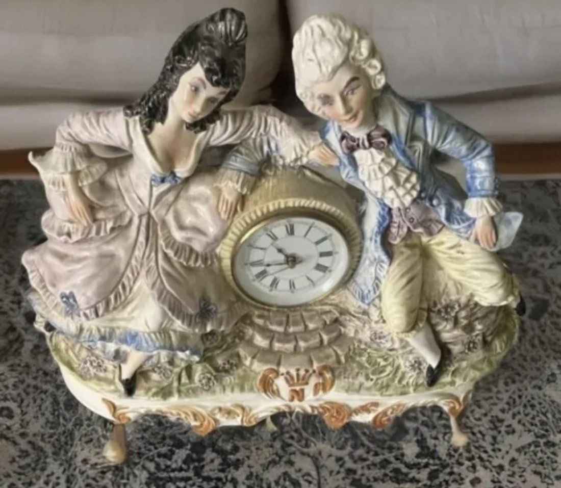Large Capodimonte Porcelain Figural Mantle Clock (1 of 4)