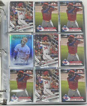 Nolan Ryan, Bryce Harper Binder Of Hockey And Baseball Cards