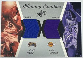 Julius Erving And Magic Johnson Game Used Patch Card