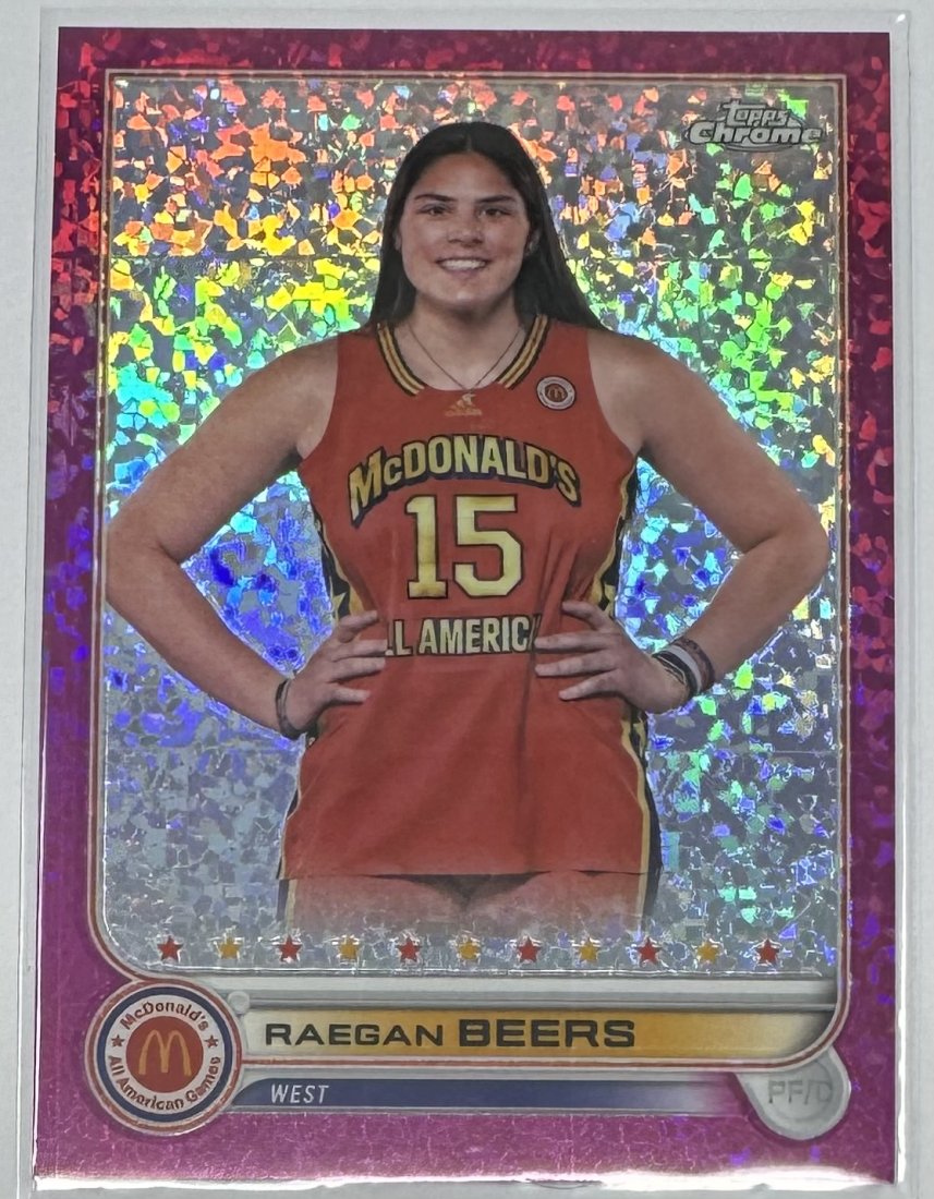 RAEGAN BEERS TOPPS CHROME DIAMOND REFRACTOR /150: 2022 RAEGAN BEERS TOPPS CHROME ALL AMERICAN FUCHSIA MINI DIAMOND REFRACTOR /150