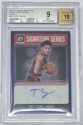 Trae Young Rookie Purple Auto Card