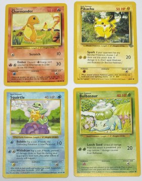 1999 Pikachu , Charmander, Squirtle And Bulbasaur Cards