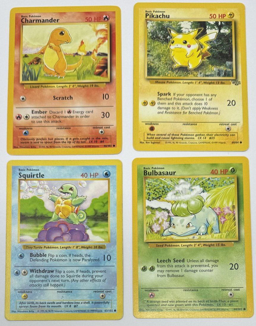 1999 Pikachu , Charmander, Squirtle And Bulbasaur Cards (1 of 2)