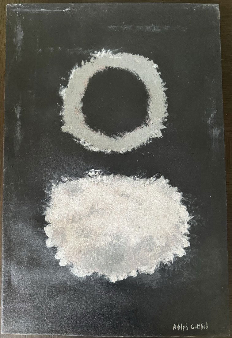 Adolph Gottlieb Oil Painting: Adolph Gottlieb Oil painting on Canvas. Offered as in the manner of Adolph Gottlieb signed and stamped on the back size: 16 x 24 inches