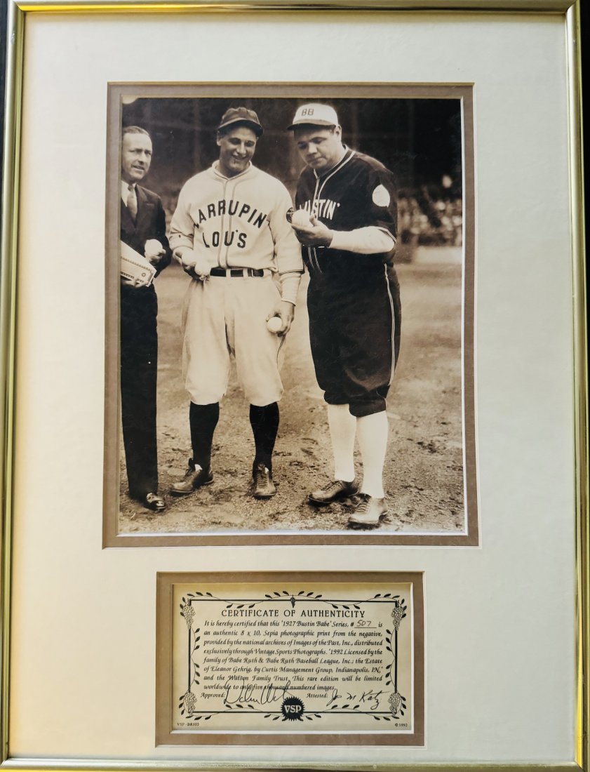 1927 Babe Ruth And Lou Gehrig Photo With COA (1 of 5)