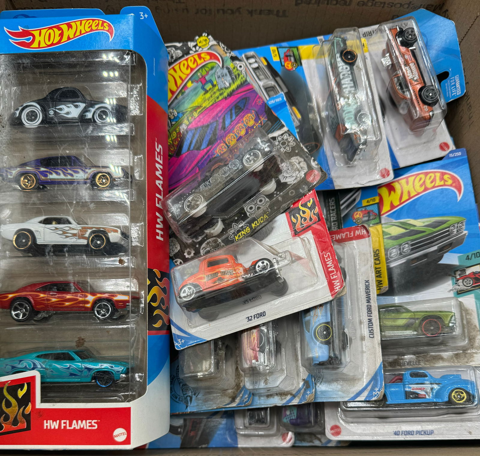 Big Collection Of Hot Wheels Cars Sealed: Big Box Of Hot Wheels Unsorted Cars All Sealed. There are over 50 sealed hot wheels in the box