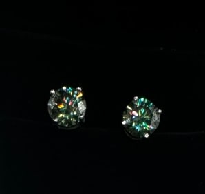 2 Carats Turquoise Moissanite Earrings