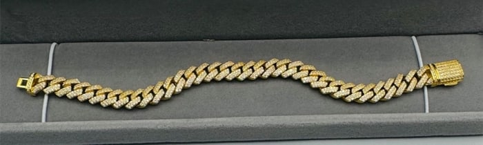 Yellow Gold Cuban VVS Moissanite Bracelet