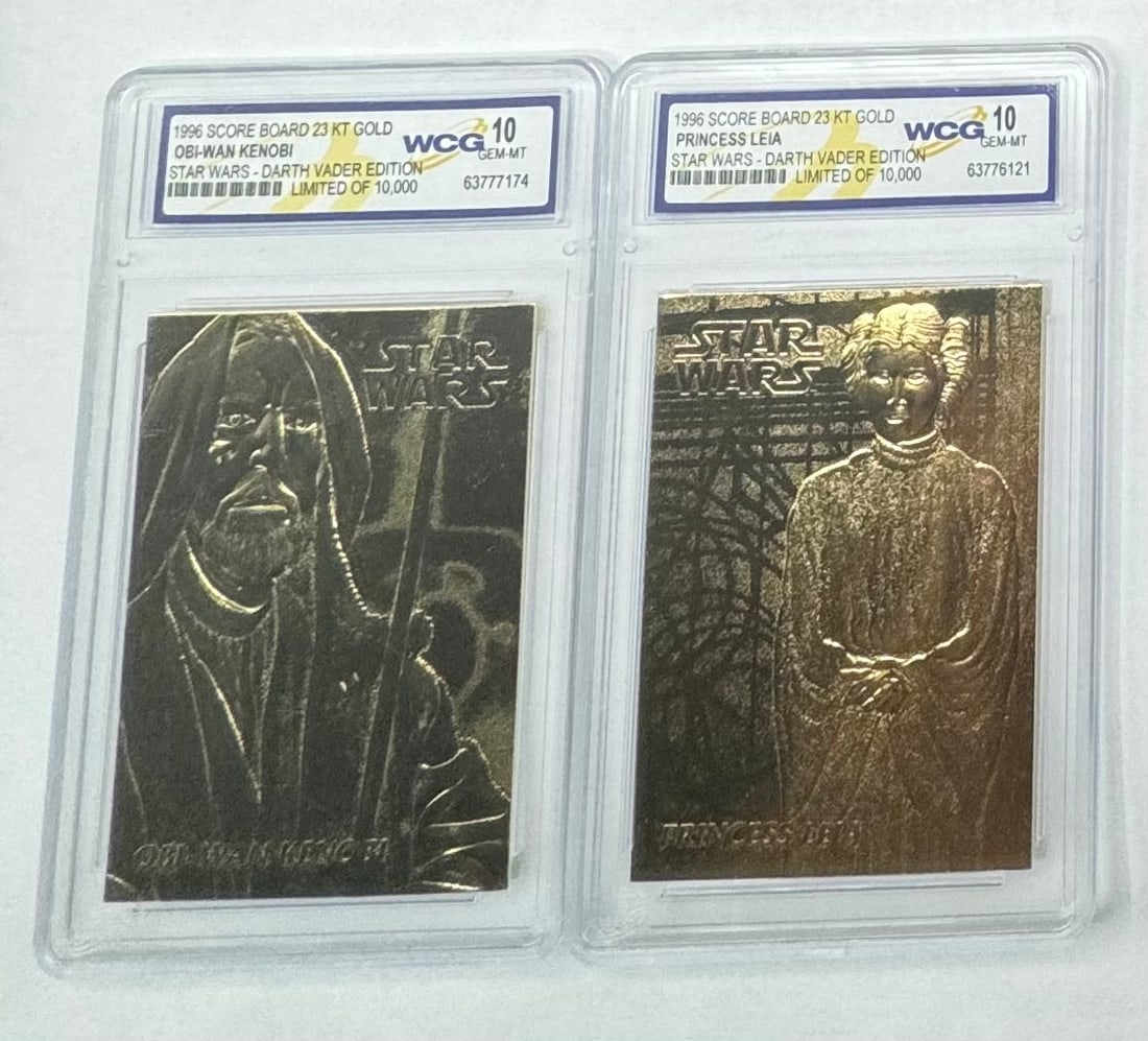 1996 Star Wars Princess Leia And Kenobi Cards: 1996 Star Wars Princess Leia And Kenobi Gold Cards mint 10