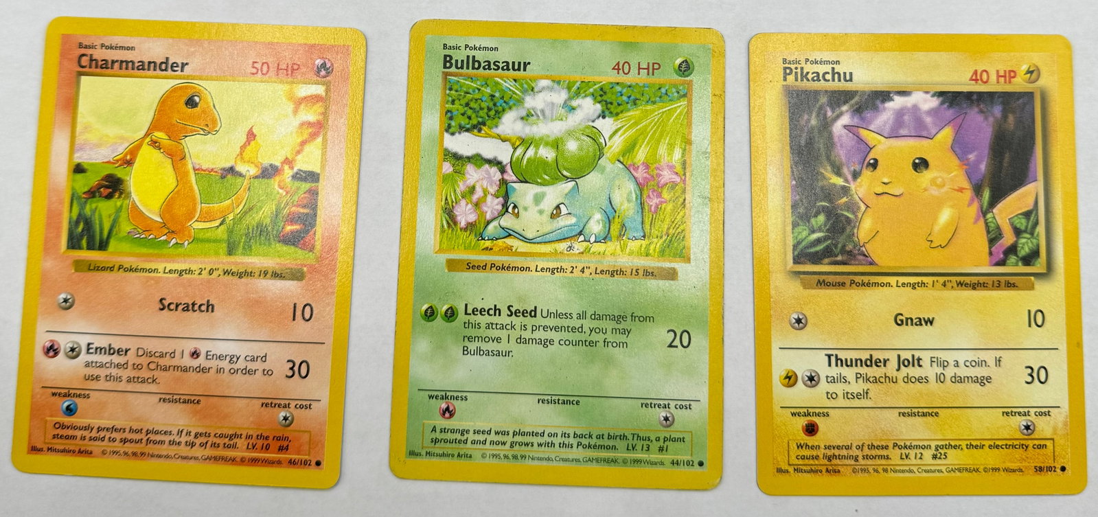 1999 Pikachu, Charmander And Bulbasaur Cards: 1999 Pikachu, Charmander And Bulbasaur Cards