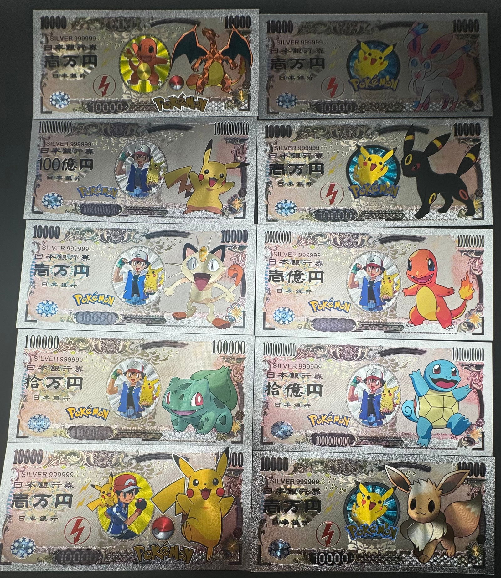 Charizard, Pikachu And More Pokemon Silver Bills Collection (1 of 2)