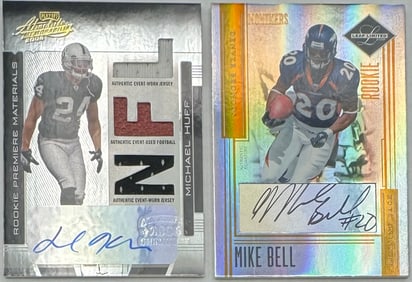 Michael Huff /100 And Mike Bell /40 Autographed Cards