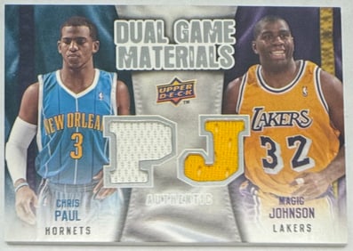 Magic Johnson & Chris Paul Game Used Jersey Patch Card
