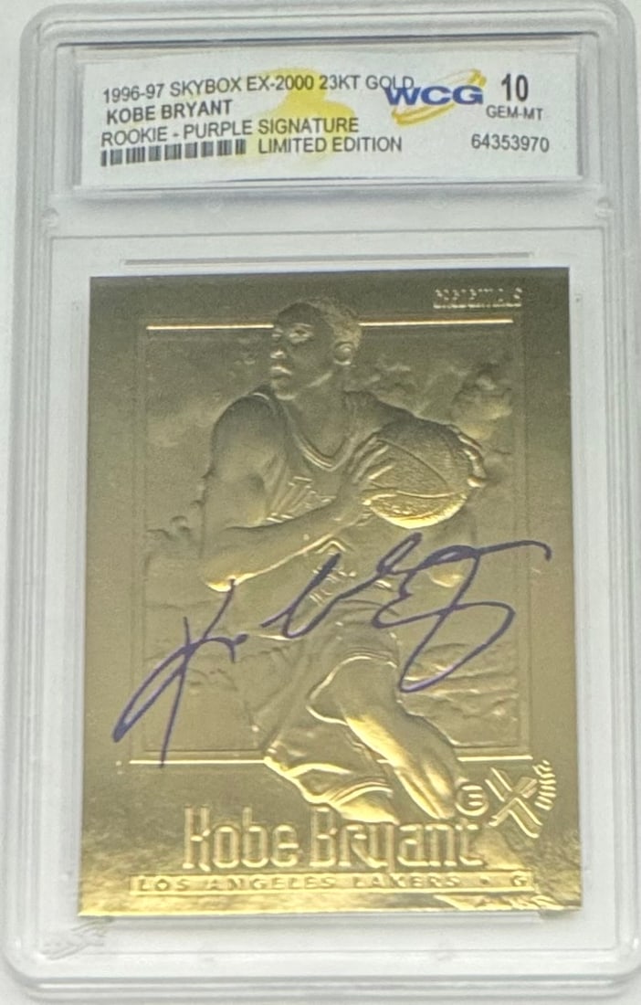Kobe Bryant Rookie Signature Edition: 1996 Skybox Kobe Bryant Purple Edition Signature limited edition Basketball Card mint 10