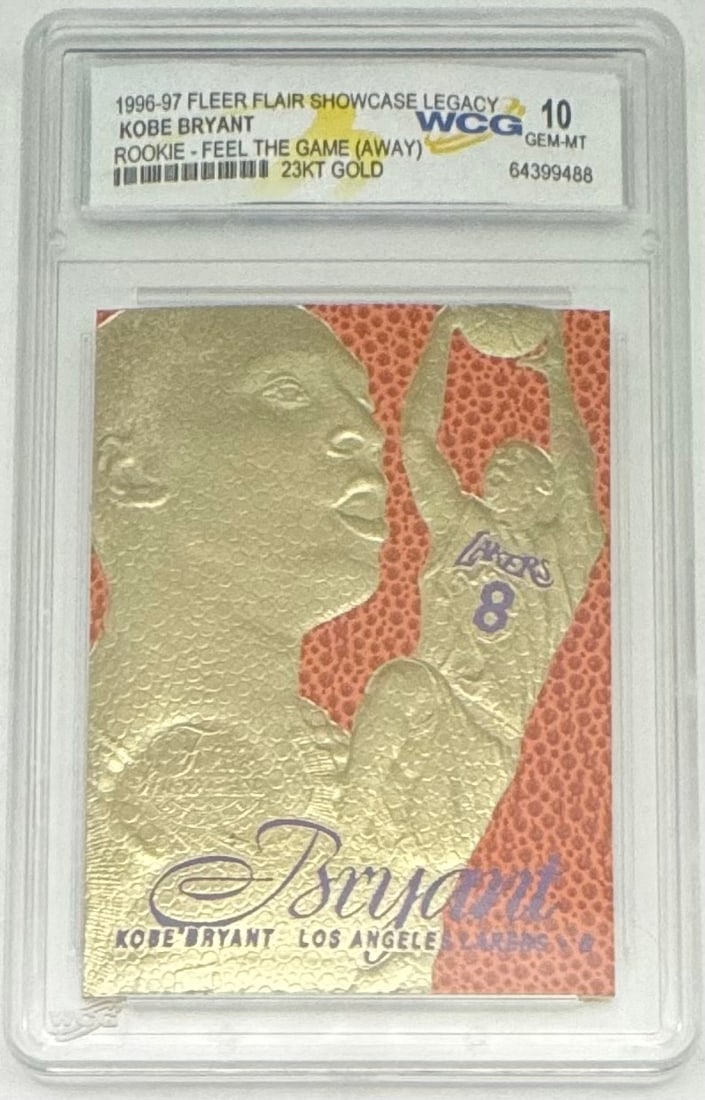 Kobe Bryant Rookie Feel The Game Card: 1996 Fleer Kobe Bryant Feel The Game Rookie Basketball Card mint 10