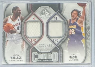 Ben Wallace & Pau Gasol Jersey Game Used Patch Card /499