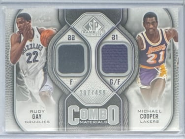 Rudy Gay And Michael Cooper Jersey Game Used Patch Card /499