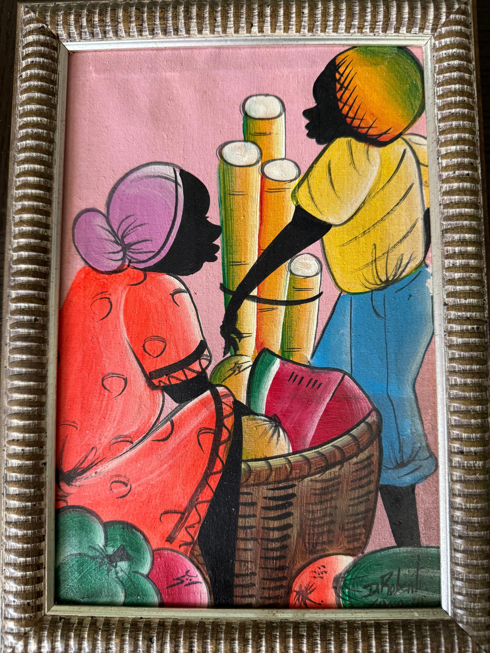 D Roberts Oil Painting: D Roberts Jamaica Painting on canvas . Size: 10 x 7 inches