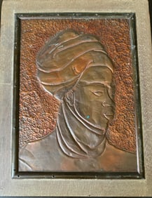 Vintage Bronze Plaque Of A Women
