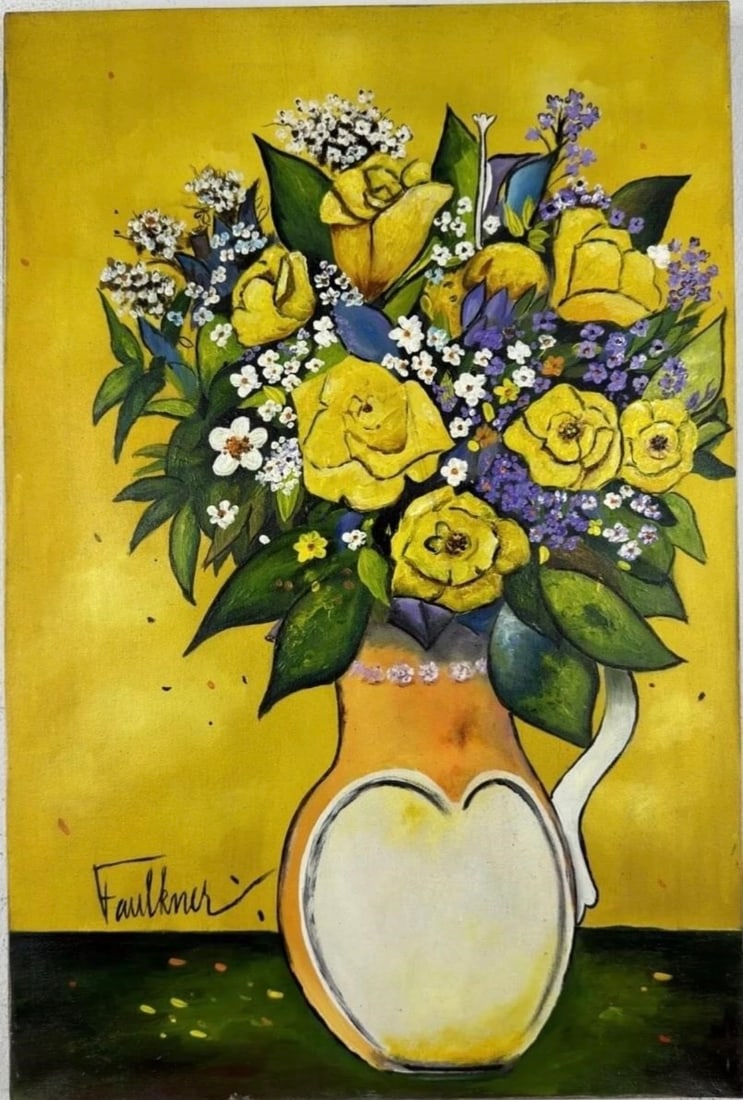 Henry Faulkner Oil Painting: Oil Painting On Canvas. Approximately size: 16 x 24 inches . Painting is signed on the left lower corner , stamped and Label on the back .We are offering this piece as in the manner of or Style Of The