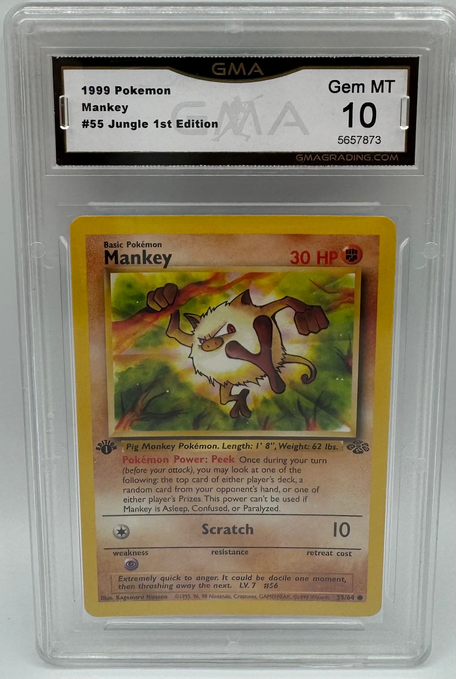 pokemon card mankey Mankey Pokemon Jungle 1st Edition #55 CGC 9 main image 0