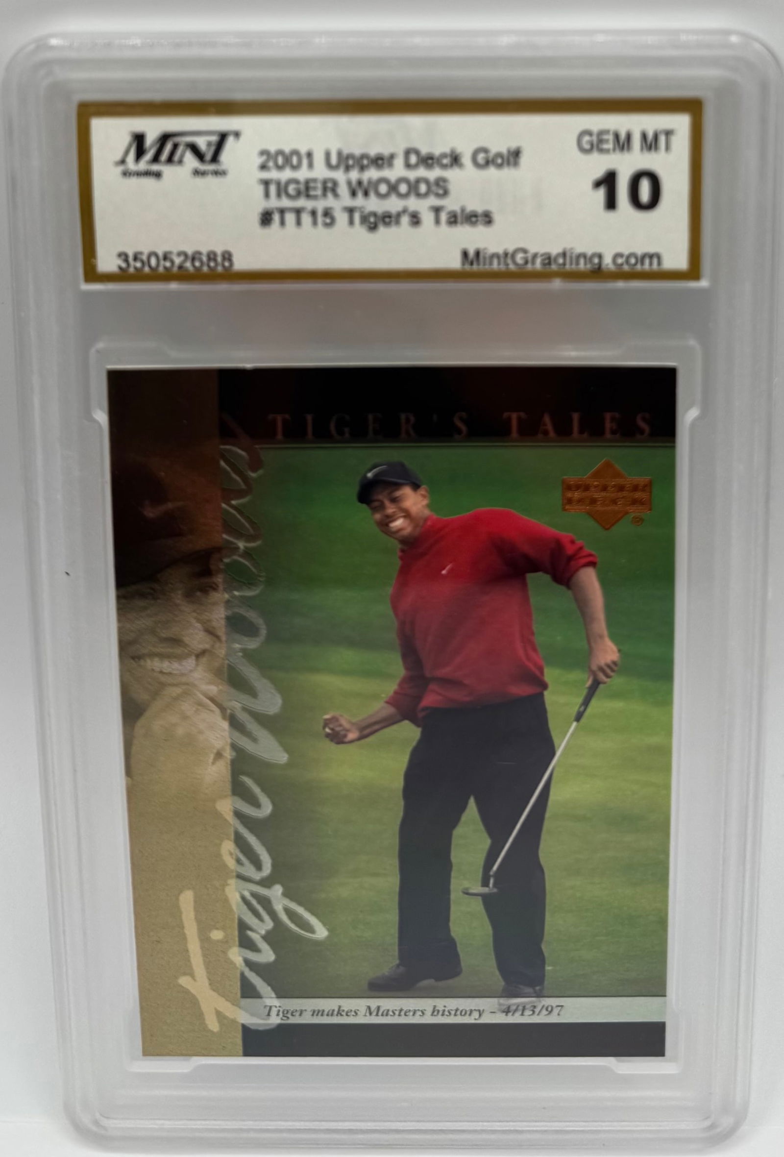 Tiger Woods Rookie: 2001 Uppder Deck Tiger Woods Rookie Mint 10 card