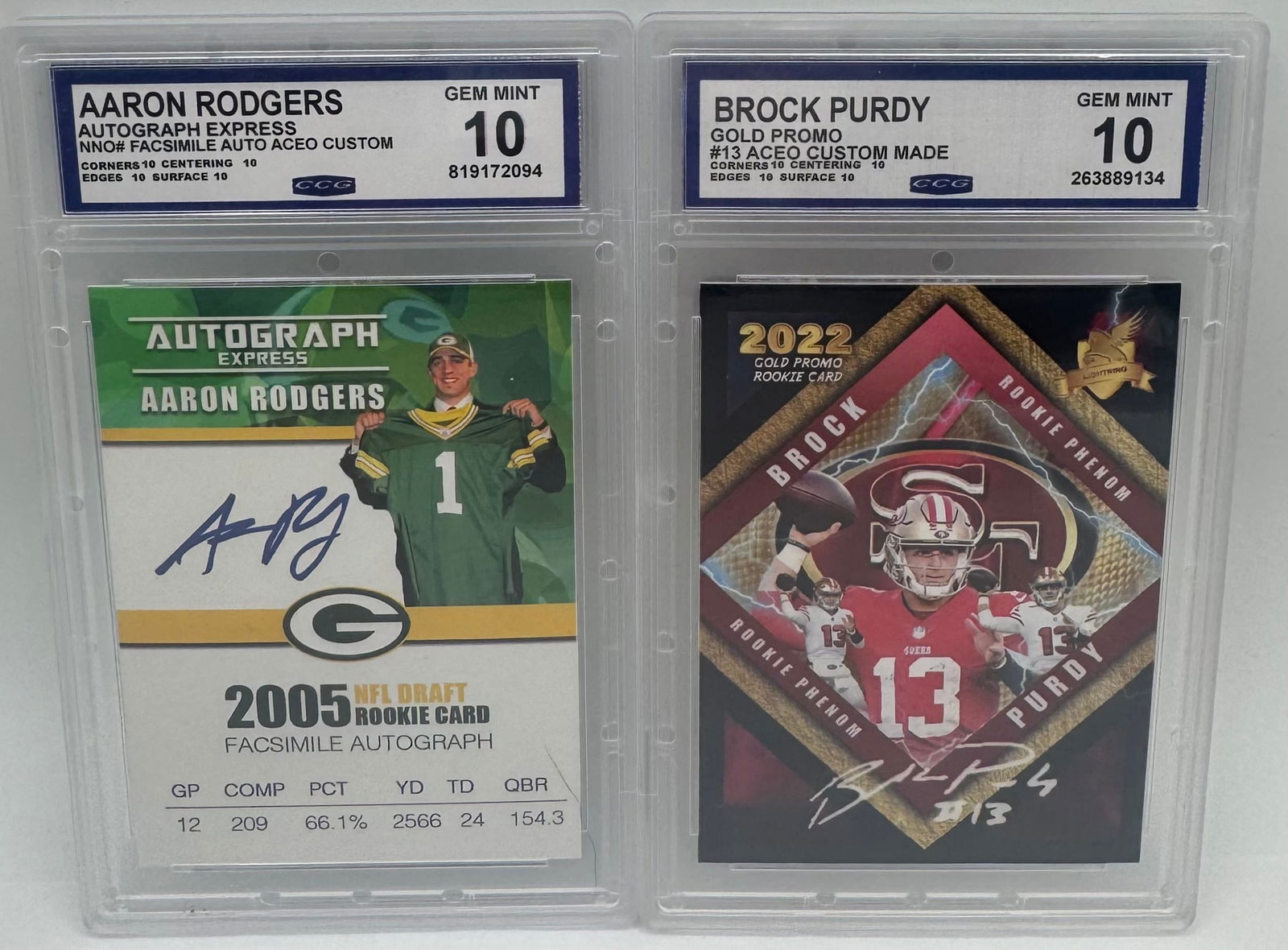 Brock Purdy And Aaron Rodgers Cards (1 of 2)