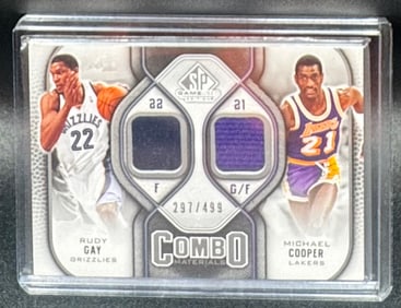 Rudy Gay Michael Cooper Game Used Patch Card